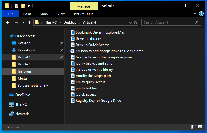 File Explorer dark theme
