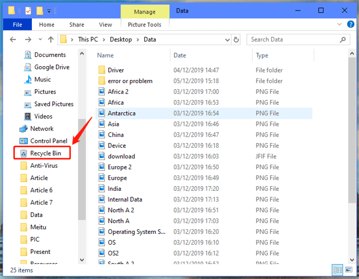 6-Recycle Bin in the Navigation Pane