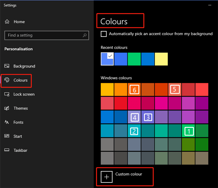 windows color setting